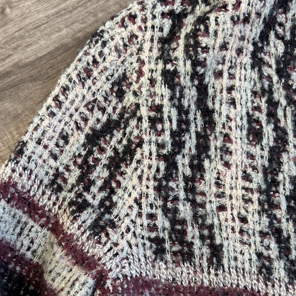 Lucky Brand Burgundy and Cream Knit Cardigan - Picture 3 of 5